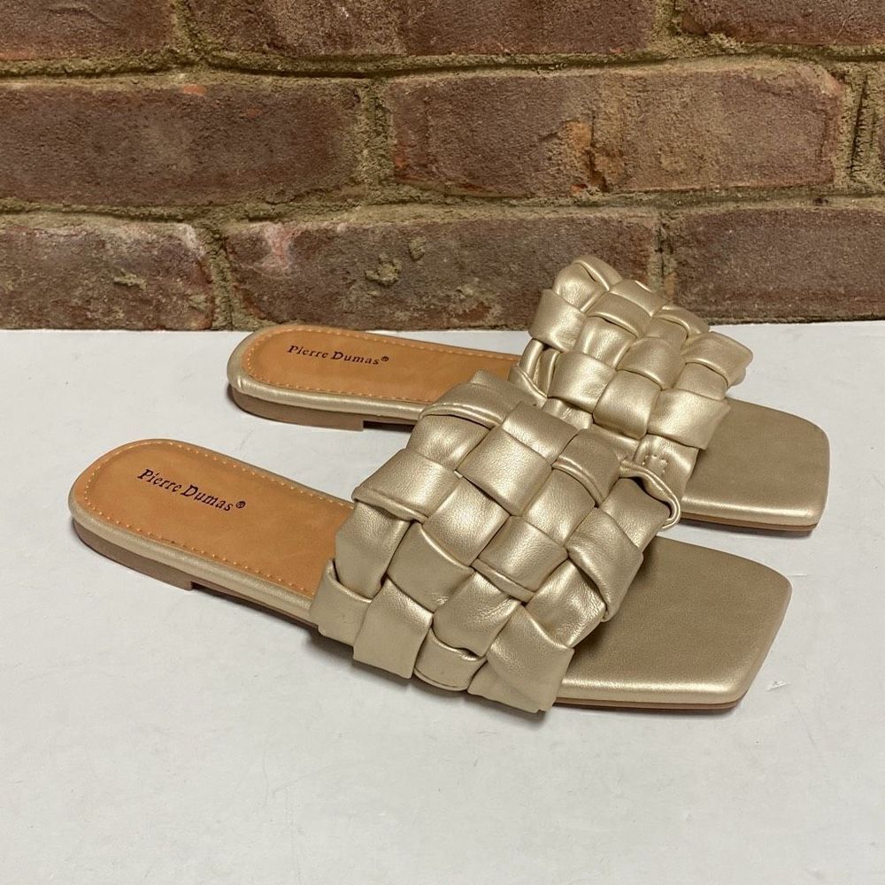 Pierre Dumas Tiba Gold Slide Sandal Size 9 NEW